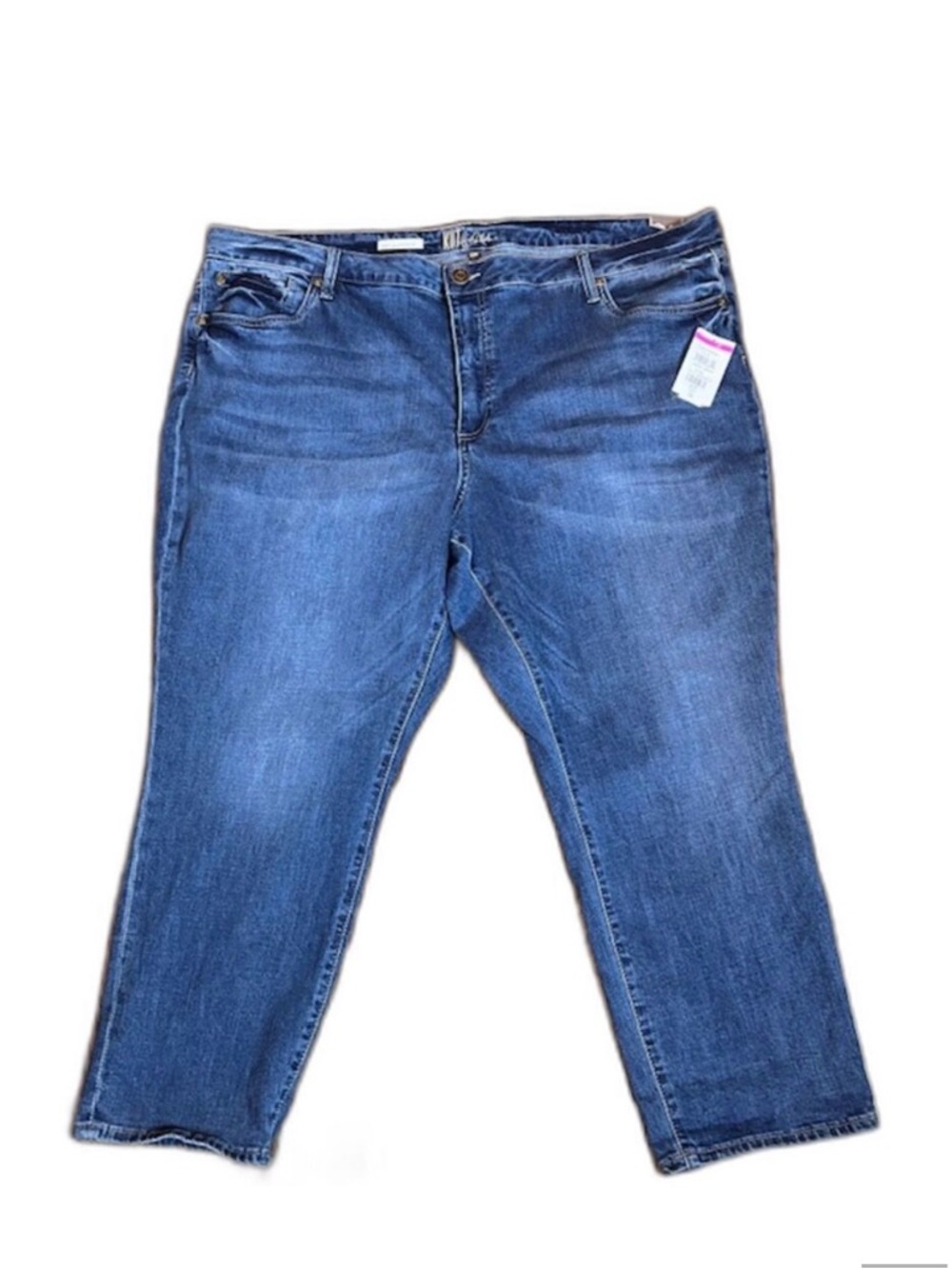 Kut from the Kloth Katy Ankle Straight Leg Jeans Blue Distressed Size 22W NWT